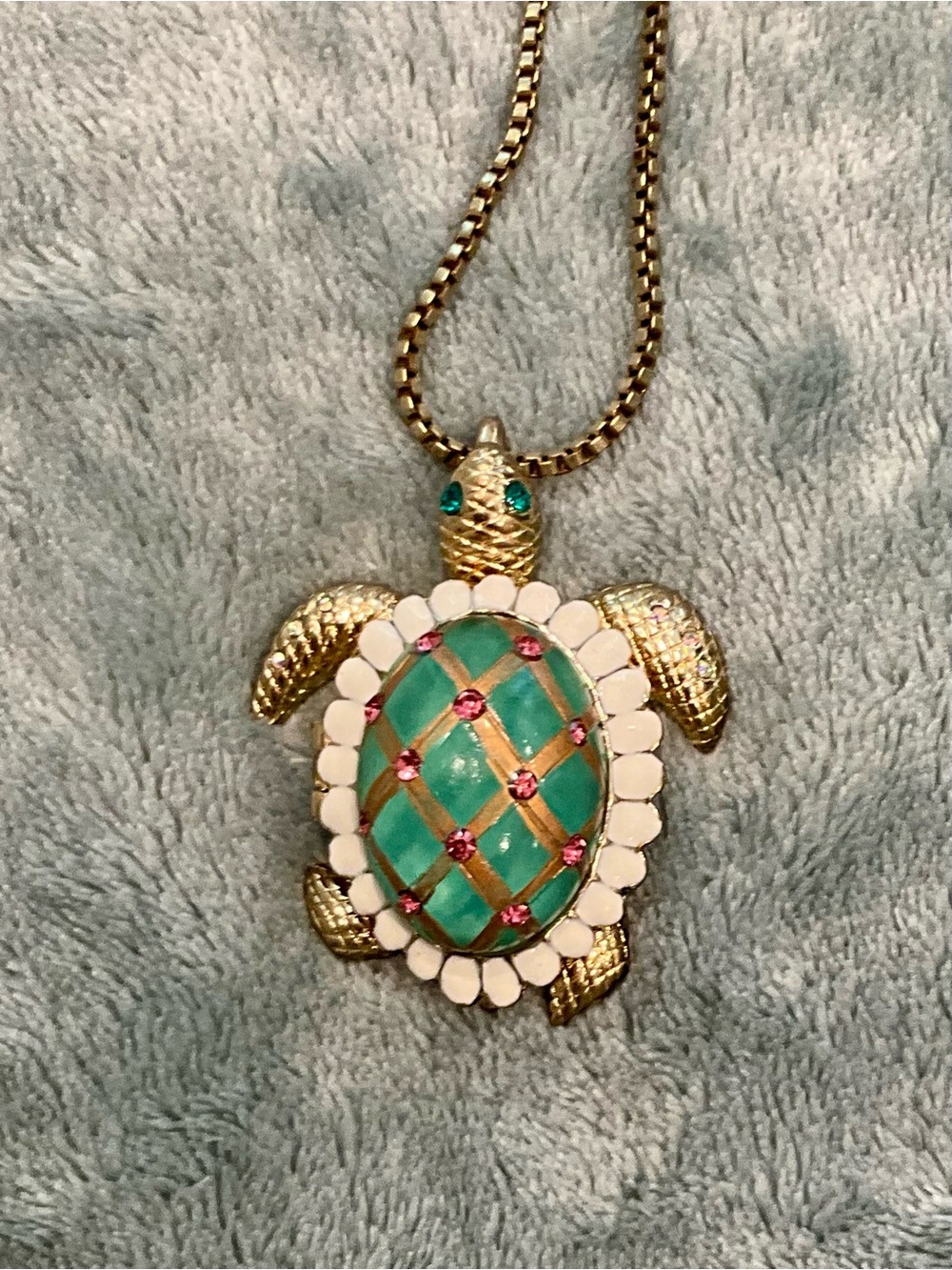 Betsey Johnson Turtle Pendant Necklace - Mint Green, White & Pink - Picture 8 of 14